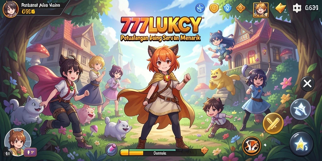 Screenshot gameplay 777LUKCY menampilkan aksi seru karakter anime.