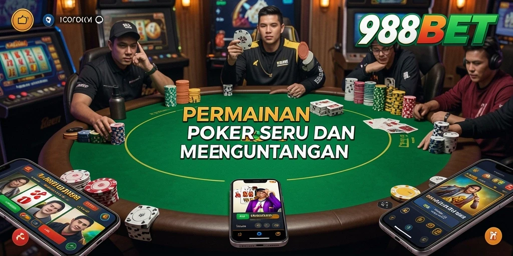 Tampilan antarmuka permainan Poker yang menarik dan interaktif.