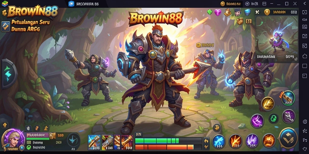 Screenshot gameplay BROWIN88 menampilkan aksi pertempuran seru dalam dunia fantasi.