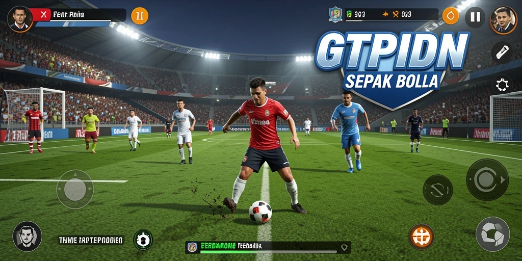 Tampilan gameplay menarik dari GTPIDN di lapangan sepak bola.
