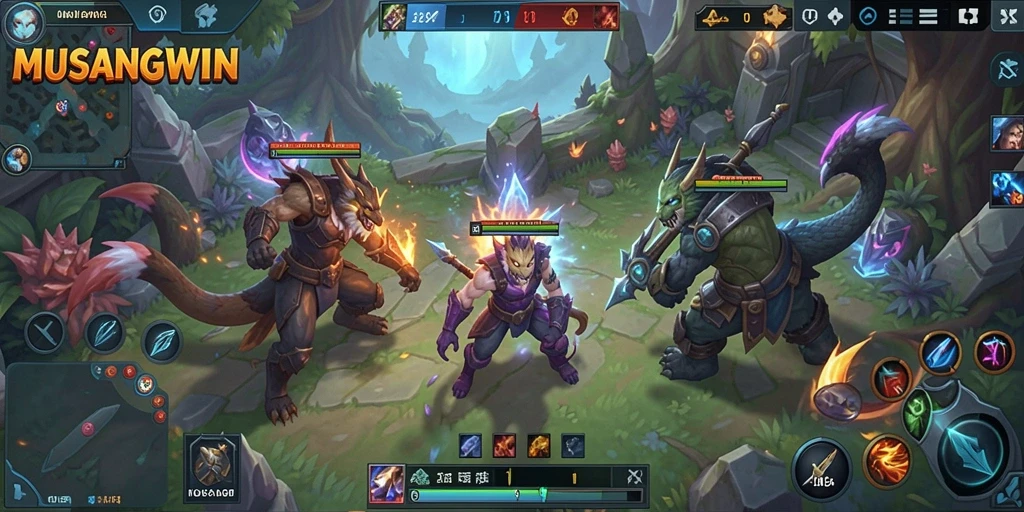 Screenshot gameplay MUSANGWIN yang menampilkan pertarungan seru.