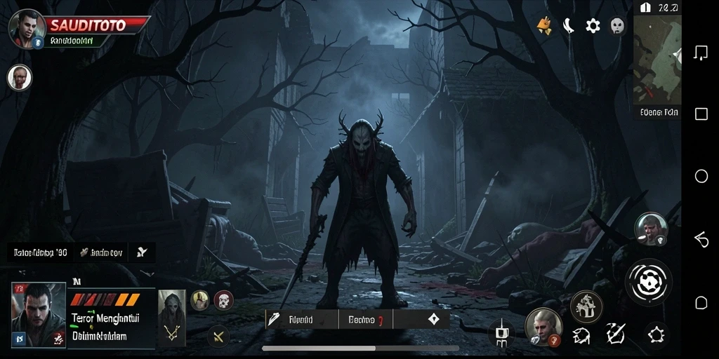 Gameplay SAUDITOTO yang menyeramkan dengan suasana mencekam.