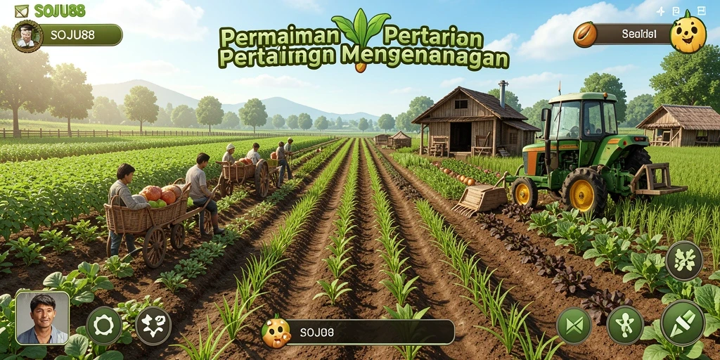 Tampilan gameplay Farming SOJU88 yang menawan dan interaktif.