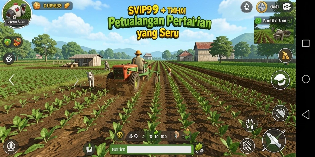 Tampilkan gameplay menarik SVIP9 dengan ladang yang rimbun.