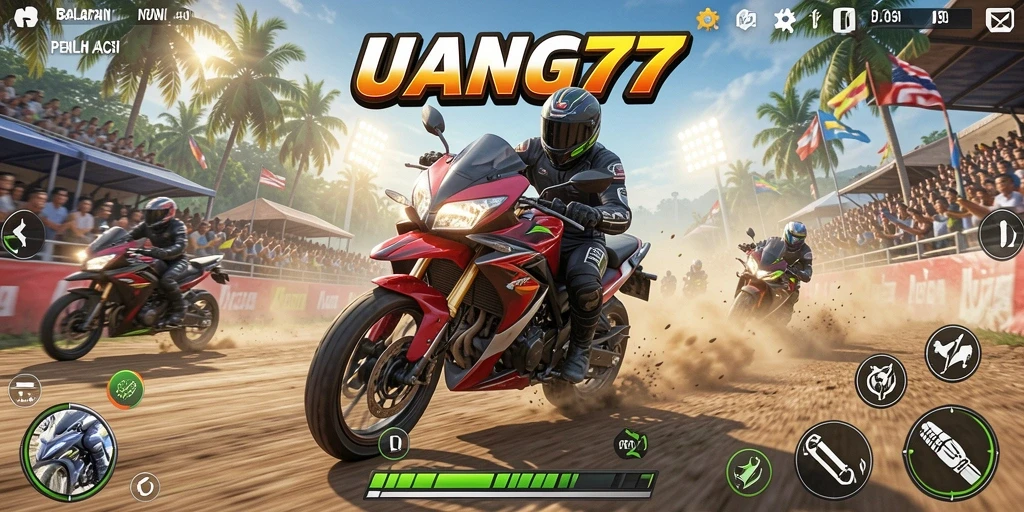 Gameplay seru balapan motor dalam UANG77.