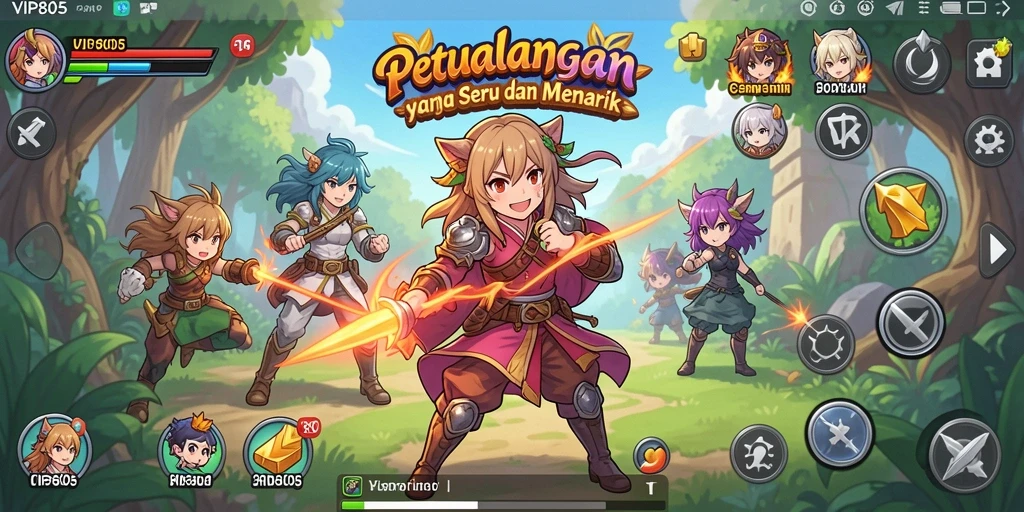 Tangkapan layar dari gameplay <strong>VIP805</strong> yang menampilkan pertarungan karakter Anime.